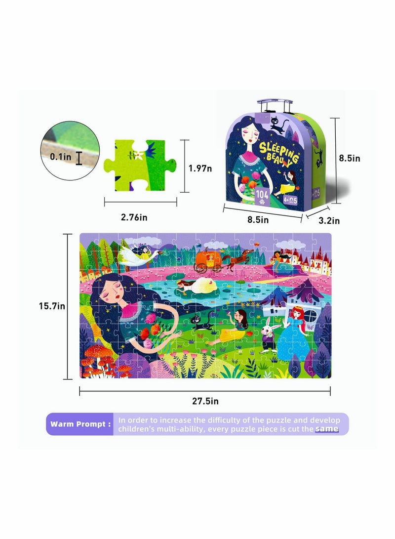 ألغاز 27.5 × 15.7 للأطفال من عمر 4-8 سنوات، ألعاب تعليمية وتعلم في مرحلة ما قبل المدرسة، ألغاز متقطعة للأطفال من عمر 6-10 سنوات، ألعاب ألغاز للأطفال مع صندوق تخزين (لغز الأميرة النائمة) - Image 2